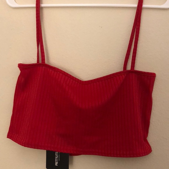Wine red crop strappy top - Picture 2 of 4